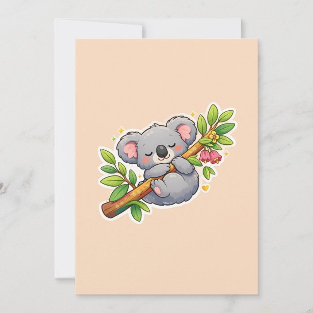 Söt sovande koala på eukalyptusgren Kawaii  Inbjudningar (Framsida)