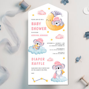 Söt sovande koalabjörn halvmåne baby shower