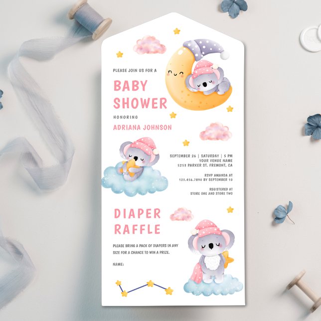 Söt sovande koalabjörn halvmåne baby shower (Skapare uppladdad)