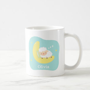 Söt sovande lammunge på månen kaffemugg