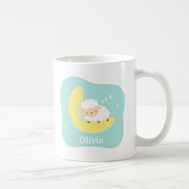 Söt sovande lammunge på månen kaffemugg (Höger)