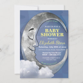 Söt sovande månstjärnor baby shower inbjudan