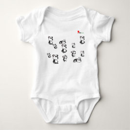 Söt sovande och lekande pandamönstrad barnbodys t shirt