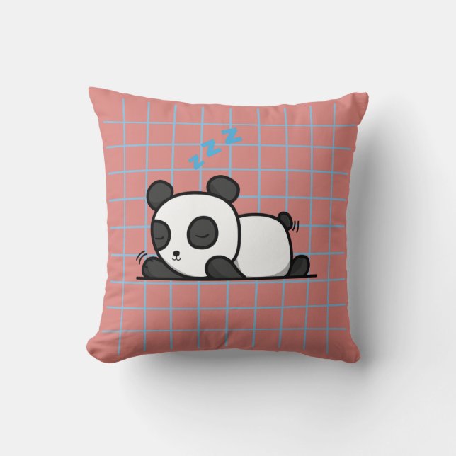 Söt sovande panda kastkudde – Kawaii tecknad serie Kudde (Framsida)