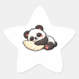 Söt sovande panda med kudde stjärnformat klistermärke