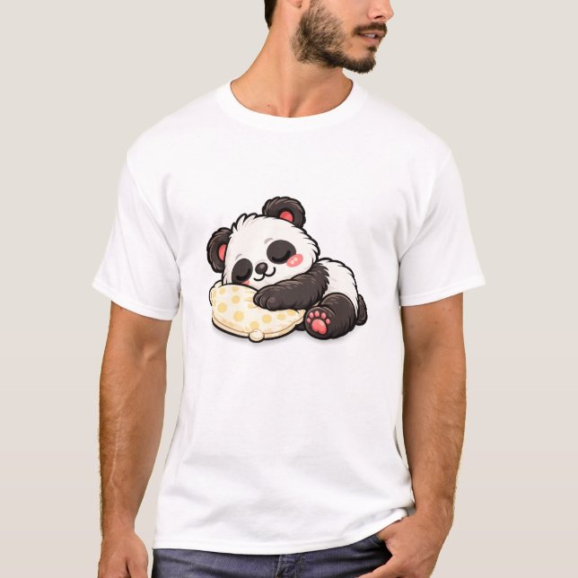 Söt sovande panda med kudde t shirt (Framsida)