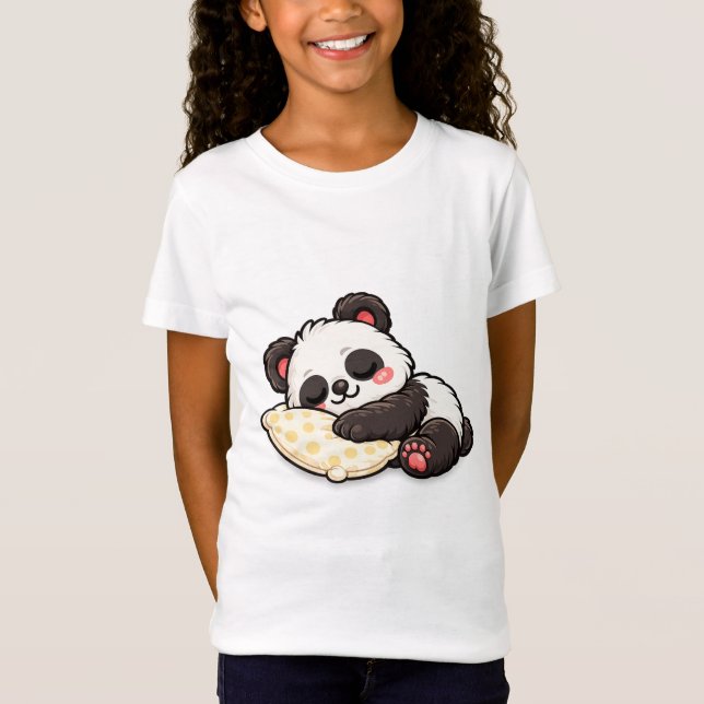 Söt sovande panda med kudde t shirt (Framsida)