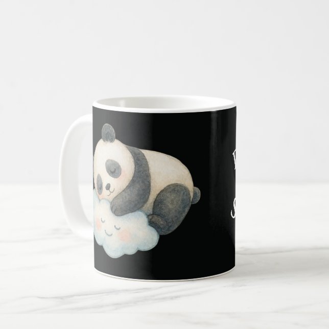 Söt Sövande Panda på Moln Vattenfärg Kaffemugg (Framsida vänster)