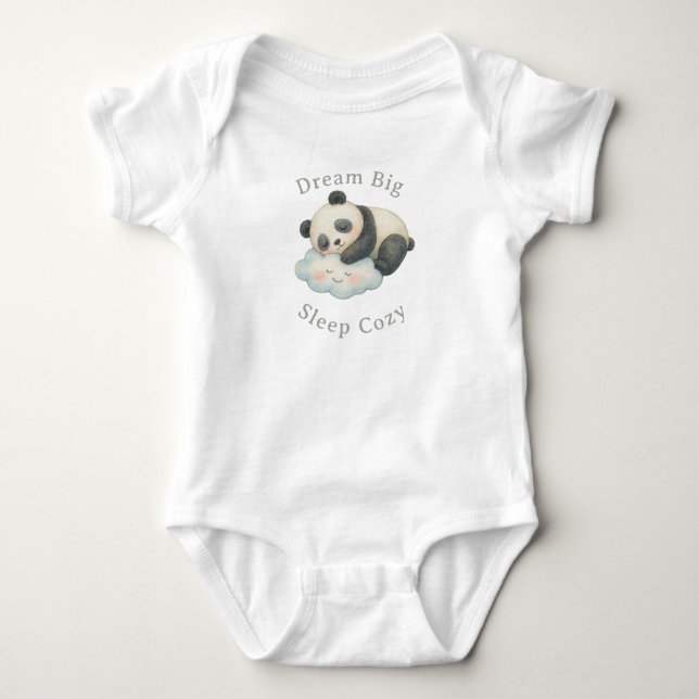 Söt Sövande Panda på Moln Vattenfärg T Shirt (Framsida)