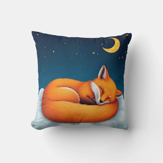 ☁️🦊 Söt sovande räv moln mysig dekoration present Kudde (Framsida)