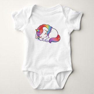 Söt sovande regnbåge enhörning Kawaii Unisex T-Shi T Shirt