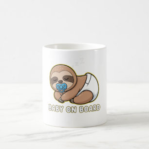 Söt sovande sengångare baby ombord på bilskylt N Kaffemugg