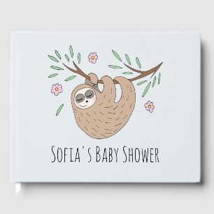 Söt sovande sengångare djur och namn baby shower gästböcker
