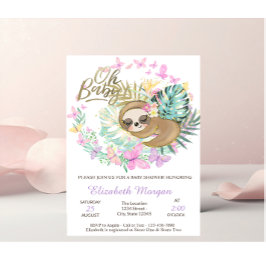 Söt sovande sengångare fjärilar baby shower inbjudningar