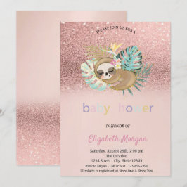 Söt sovande sengångare rosa guld bokeh baby shower inbjudningar