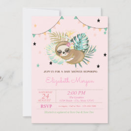 Söt sovande sengångare tropiska blad baby shower inbjudningar