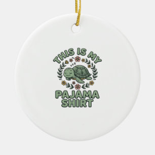 Söt sovande sköldpadda pyjamas skjorta vintage vek julgransprydnad keramik