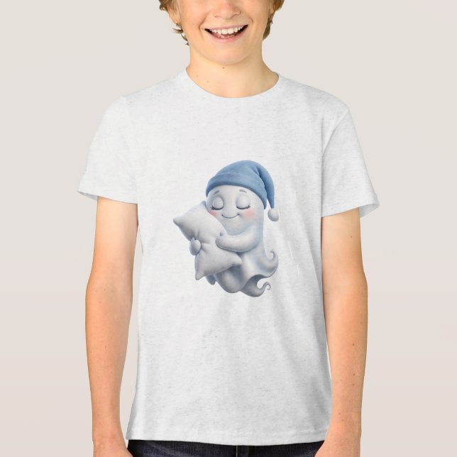 Söt sovande spökdesign för Halloween T Shirt (Framsida)