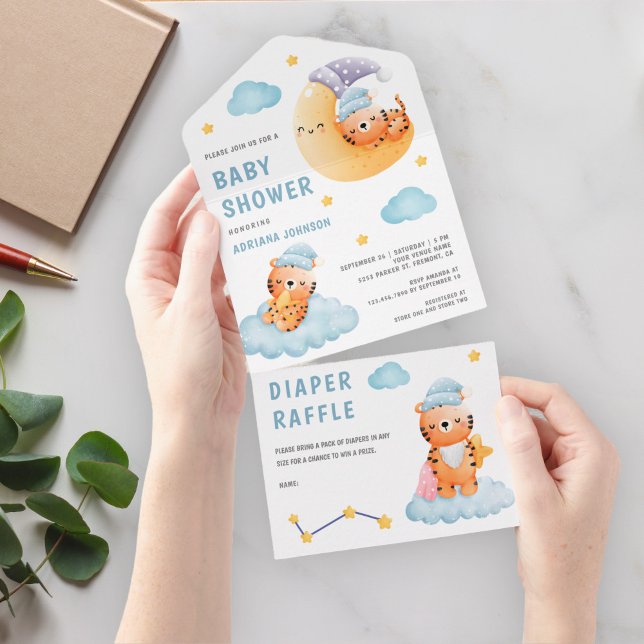 Söt sovande tiger halvmåne baby shower (Skapare uppladdad)