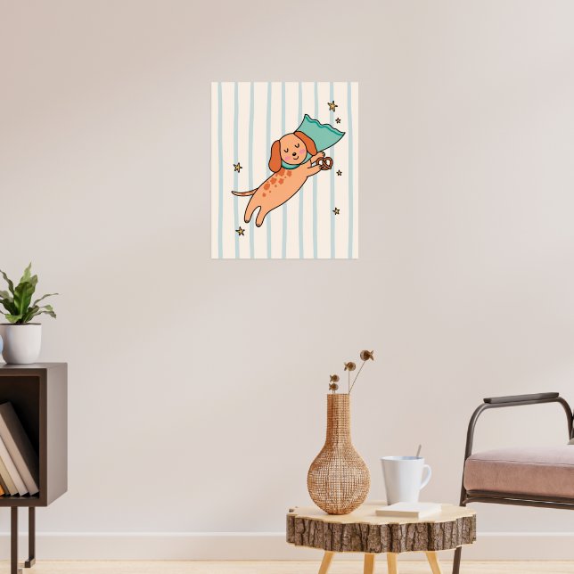 Söt sovande valp med kringla barnkammare väggdekor poster (Vardagsrum 3)