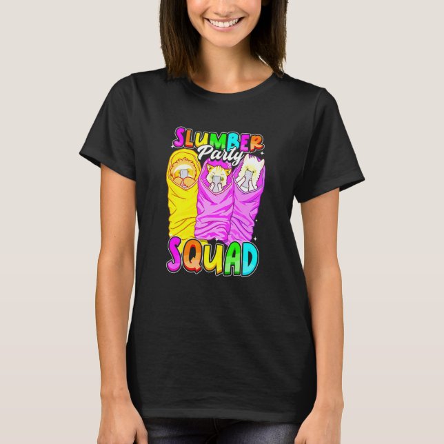 Söt sovpartaj Squad tjejers pyjamasparty dovendjur T Shirt (Framsida)