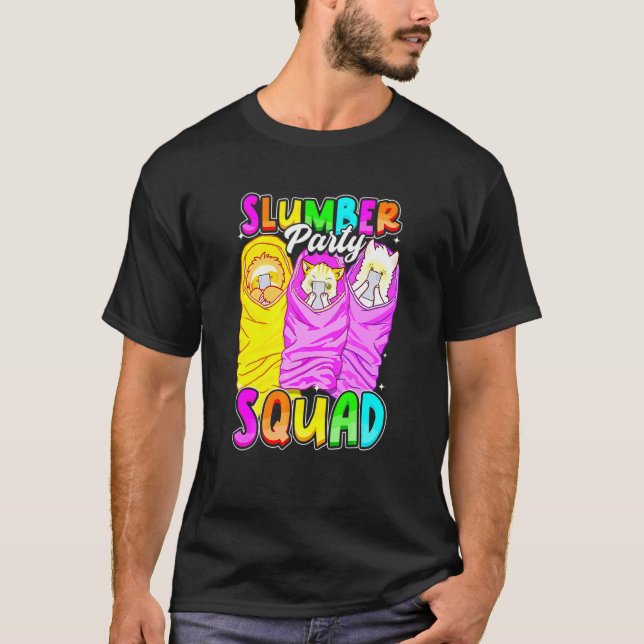 Söt sovpartaj Squad tjejers pyjamasparty dovendjur T Shirt (Framsida)