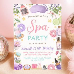 Söt Spa Förpämningsfest Flicka Födelsedag Inbjudningar