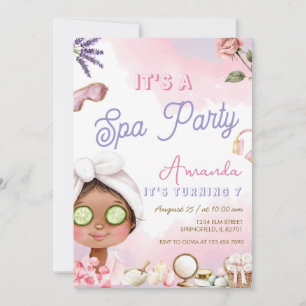Söt Spa Förpämningsfest Rosa Flickfödelsedag Inbjudningar