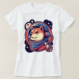 Söt Space Shiba Hund Helmet Raket Art Design T Shirt