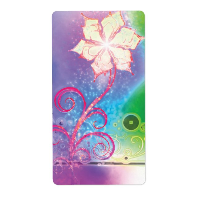 Söt Sparkling Fantasy Flower Designer Labels Fraktsedel (Framsidan)