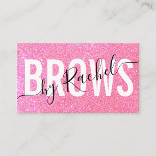 Söt Sparkly Rosa Glitter Typography Brow Artist Visitkort