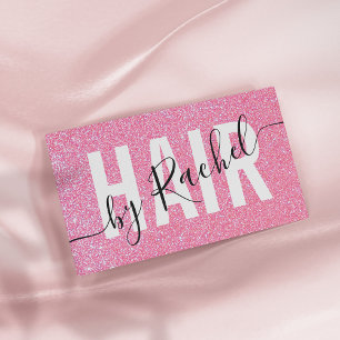 Söt Sparkly Rosa Glitter Typography Hairstylist Visitkort
