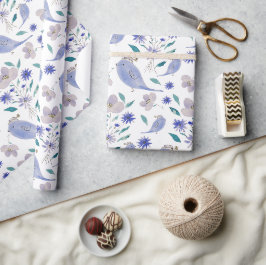 Söt sparv med blomsterhatt presentpapper