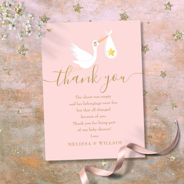 Söt speciell leverans Rosa Bebis Shower Tack Kort (Cute Special Delivery Pink Baby Shower Thank You Card)
