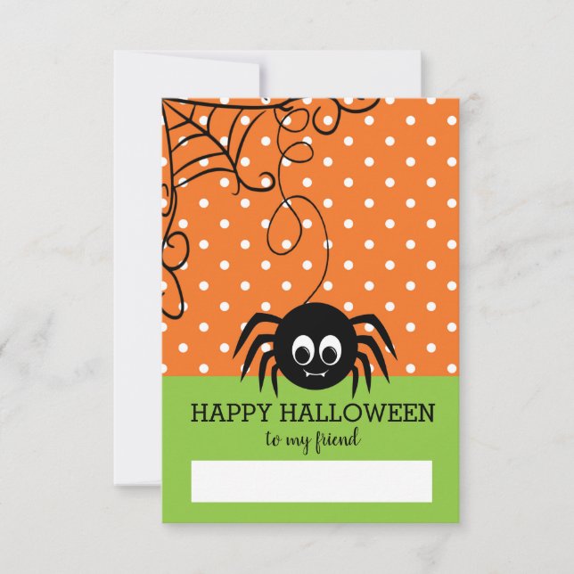 Söt spindel Glad Halloween vän Klasskamrat Kort (Framsida)