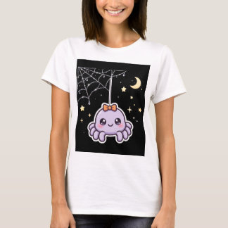 Söt spindel på glänsande spindelnäts-t-shirt t shirt