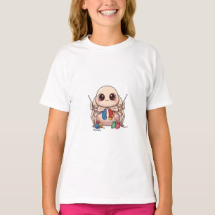 Söt spindel stickar med garn barn t shirt