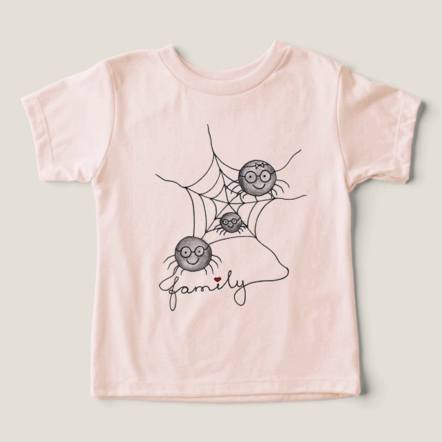 Söt spindelfamilj – Grafisk t-shirt för småbarn oc (Design Framsida)