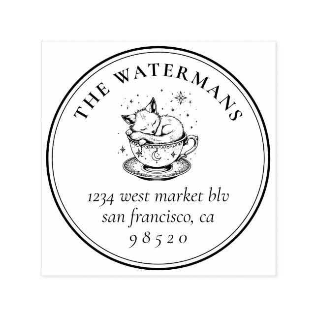 Söt Spipande Magic Baby Fox Namn & Adress Självfärgande Stämpel (Design)