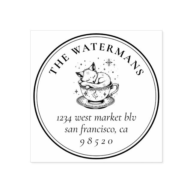 Söt Spipande Magic Baby Fox Namn & Adress Stämpel (Tryck)