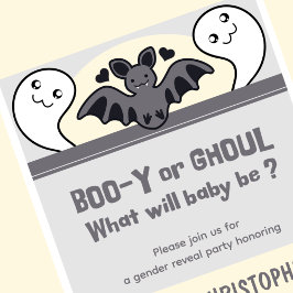 Söt spök-bat Halloween-könsutlysning Inbjudningar