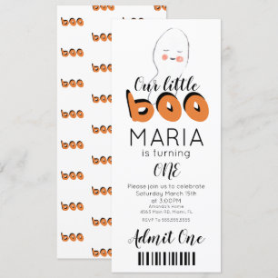 Söt spök Boo Ticket Stil Fest Inbjudan