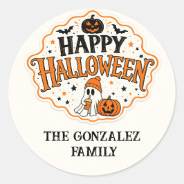 Söt spök glad halloween familjesticker runt klistermärke