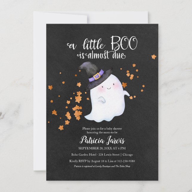 Söt spök Halloween baby shower inbjudan (Framsida)