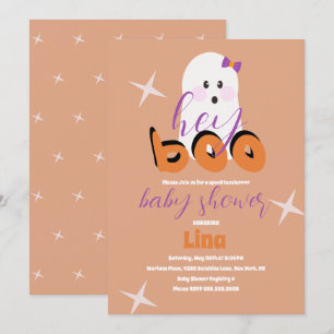 Söt spök Halloween baby shower retro manus Inbjudningar