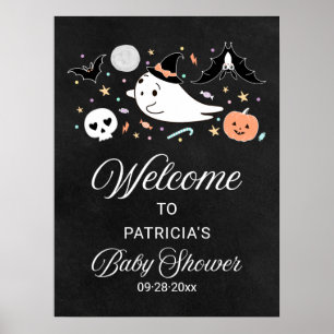 Söt spök Halloween baby shower välkomstskylt Poster