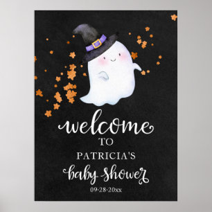 Söt spök Halloween bebis shower välkomstskylt Poster