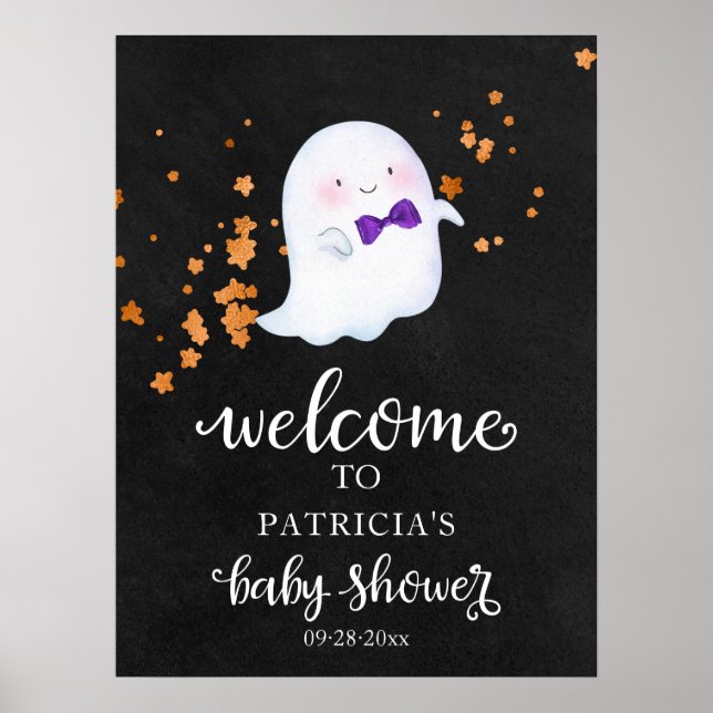 Söt spök Halloween bebisdusch välkomstskylt Poster (Framsidan)