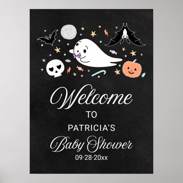 Söt spök Halloween bebisshower välkomstskylt Poster (Framsidan)