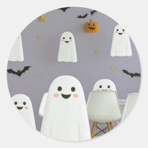 Söt spök Halloween-dekalj Runt Klistermärke